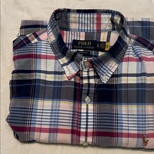 Polo by Ralph Lauren Men's Blue and Pink Plaid Shirt